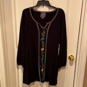 Knitted Dove Embroidered Sweaterdress Sz Medium
